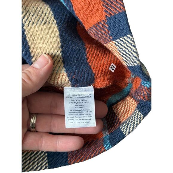 NWOT Faherty Surf Flannel Overshirt size XL Orange Blue Boxy Jacket Shirt Top - Picture 9 of 10